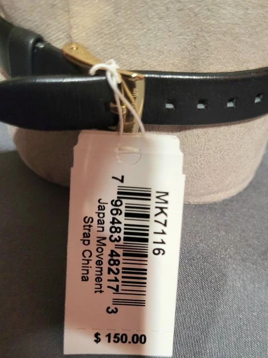 Womens Michael Kors Black Dial Leather Strap Watch with Gold Accents - Picture 7 of 9